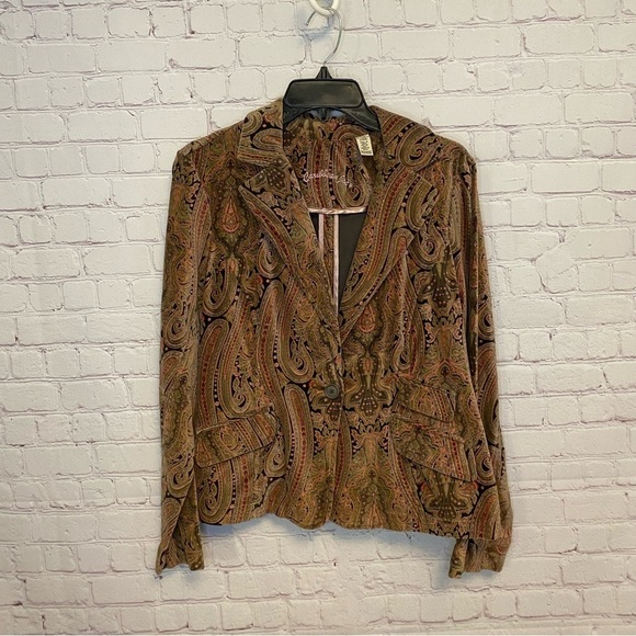 Caribbean Joe retro y2k colorful geo printed cotton ladies blazer size 10 petite - Picture 3 of 10